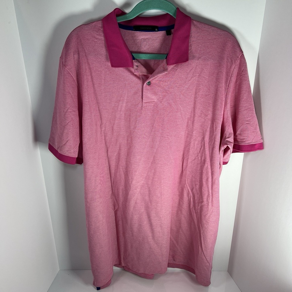 Greyson Polo Shirt Men's XL Performance Golf Pink Two Tone